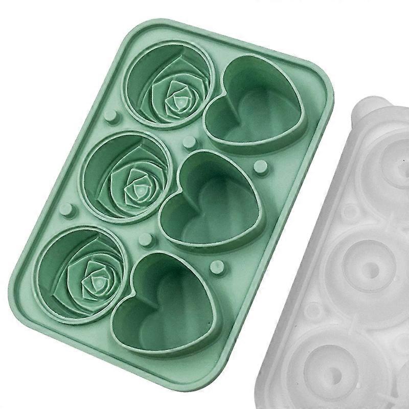 Rose and Heart Shape Silicone Ice Cube Tray, Silicone Ice Cube Tray with Lid, DIY Fruit Ice Cube Tray Trays Ice Cube Molds for Whiskey Drink