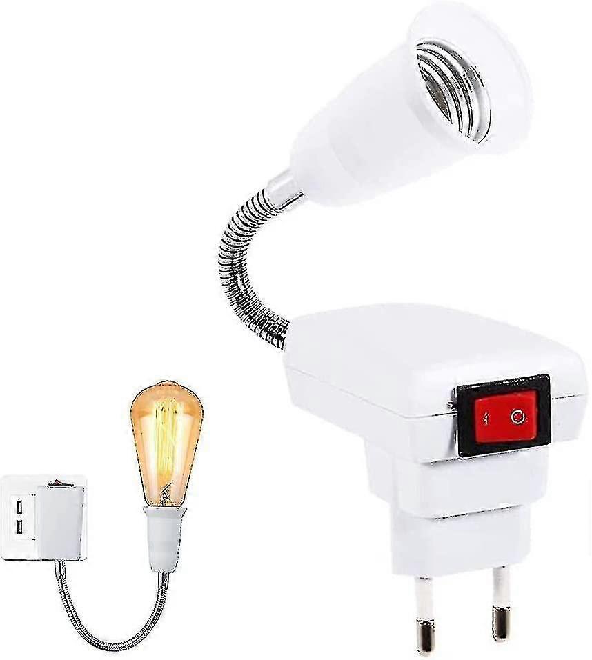 E27 Lamp Socket With Switch (eu Plug), Reading Light With Flexible Neck, Socket Light With Switch, 2 Xxf