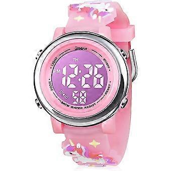 Kids Digital Sports Watch 30m Waterproof Multifunction Electronic Watches 7 Color Led Backlight For 3 Years To 12 Years Old Kids Girls Boys(purple