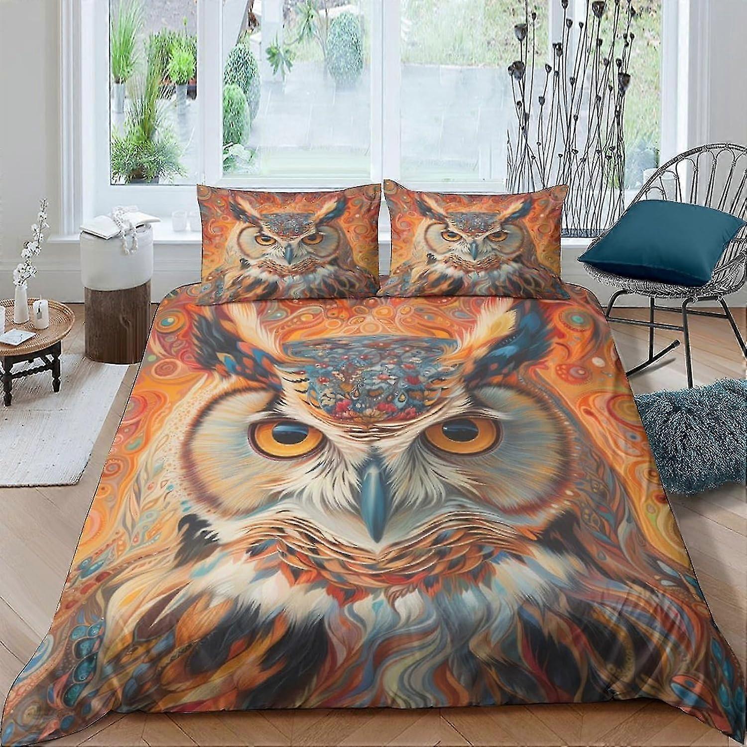 o5797 Bed Sheets Animal Owl Comforter Cover Soft Microfiber Duvet
