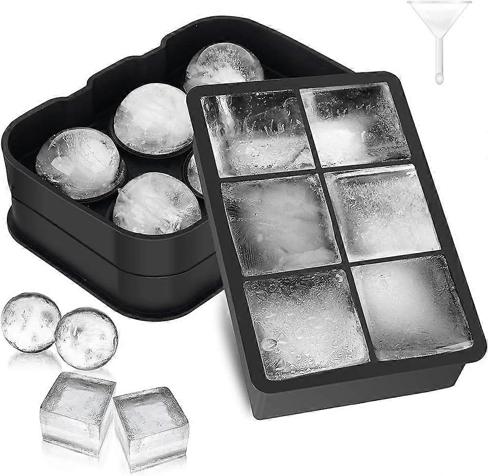Ice cube mold, 2 pieces large silicone ice cube mold with lid Ice Cube, 1 square
