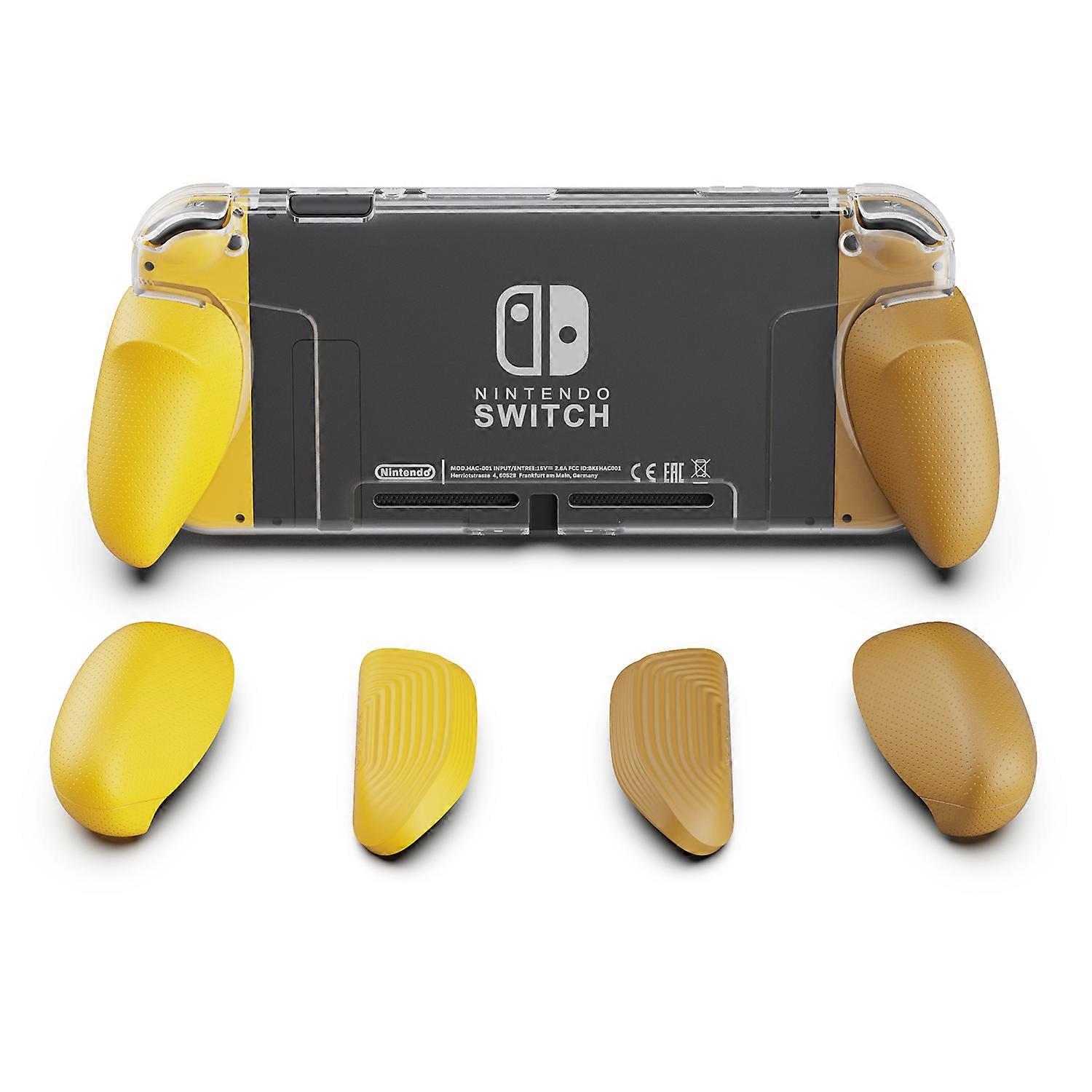 Skull & Co. GripCase Crystal with Replaceable Grips Dockable Transparent Protective Case Cover for Nintendo Switch