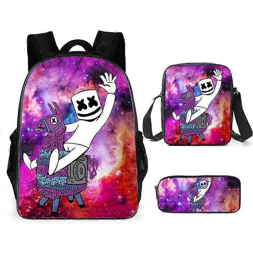 DJ Marshmello Crewmate Canvas Koululaukku DJ Marshmello Matkareppu Olkalaukku Penaali Kolmiosainen