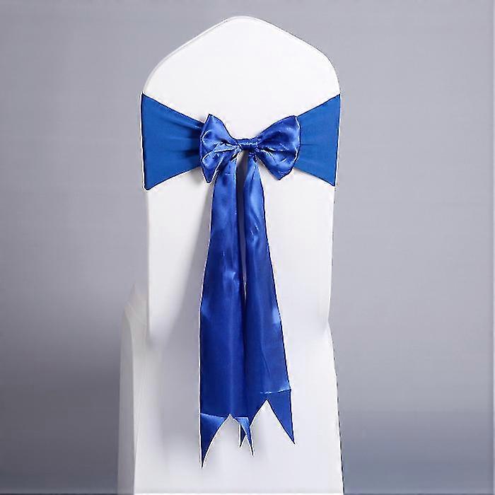 10pcs Satin Chair Sash Bow Wedding Chair Ribbon Party Chair Strap For Bridal And Events, Blue