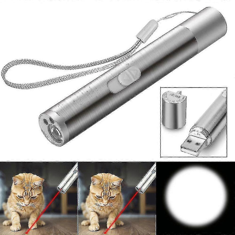 Cat Laser Pointer Toy Usb Powered Torch Rechargeable Uv Light Led Stick