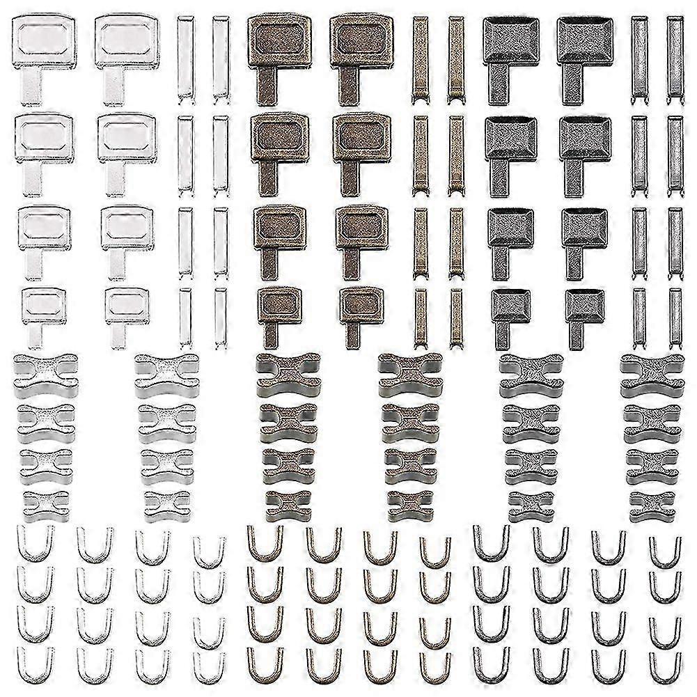 120 Pieces Metal Zipper Head Slider,4 Sizes Zipper Bottom Sliders Retainer Insertion Pin,Zipper Sto