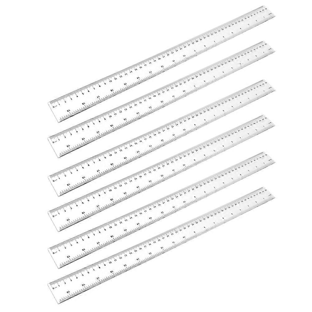 6pcs Transparent Plastic Ruler Practical Measurement Tool Creative Straight Ruler School Supplies for Student (50cm)