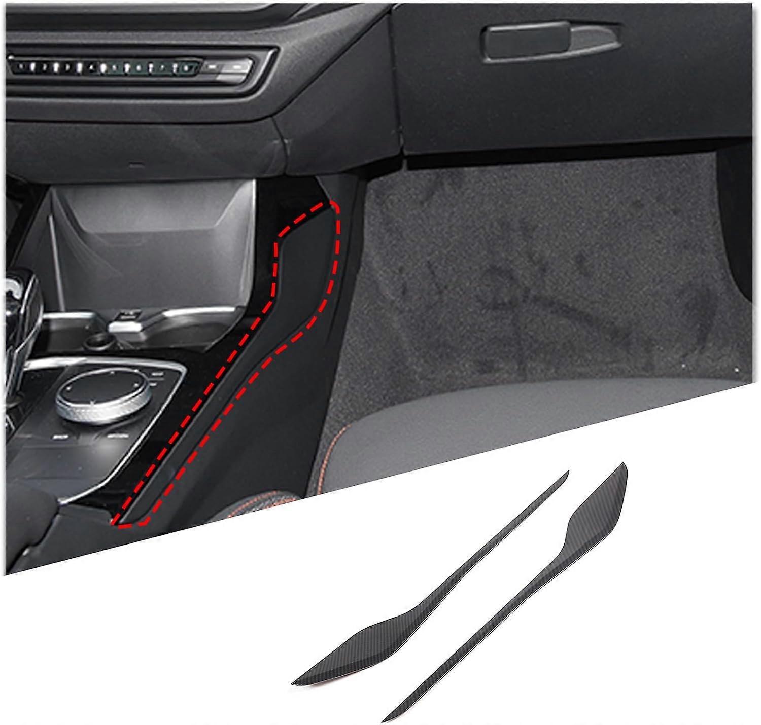 Plastic Center Console Gear Shift Side Decoration Strip Trim Compatible with B-M-W 1 2 Series F40 F44 2020-2024 (Carbon Fiber)