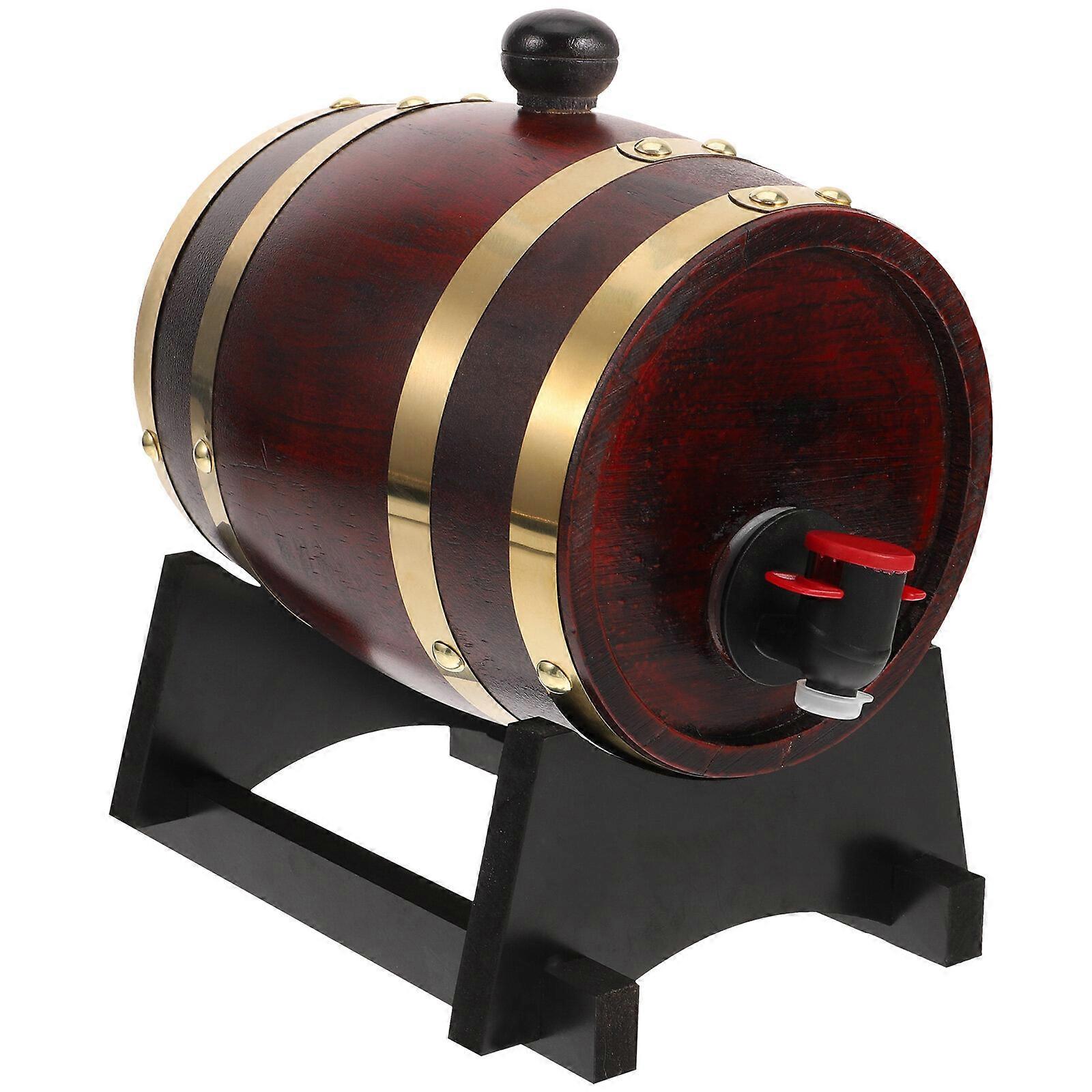 1 Set of Wood Wine Barrel Beverage Dispenser 1L Wood Water Bucket ...