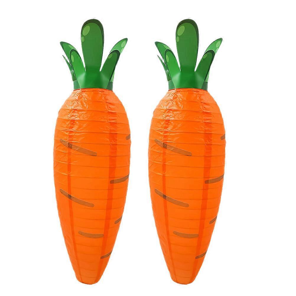 2pcs Easter Carrot Lantern Hanging Folding Paper Lantern Decor Easter Party Garden Hanging Decor