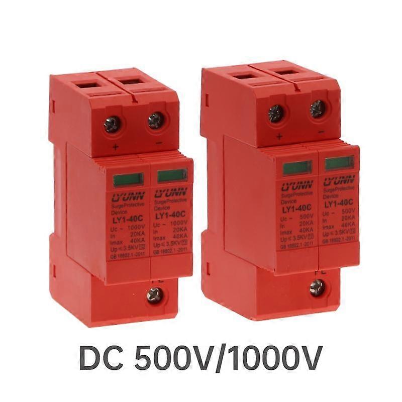 SPD photovoltaic surge protector DC 500V 1000V 2p DC1000V 20KA ~ 40ka low voltage arrester room DIN guide rail 2-pole protector