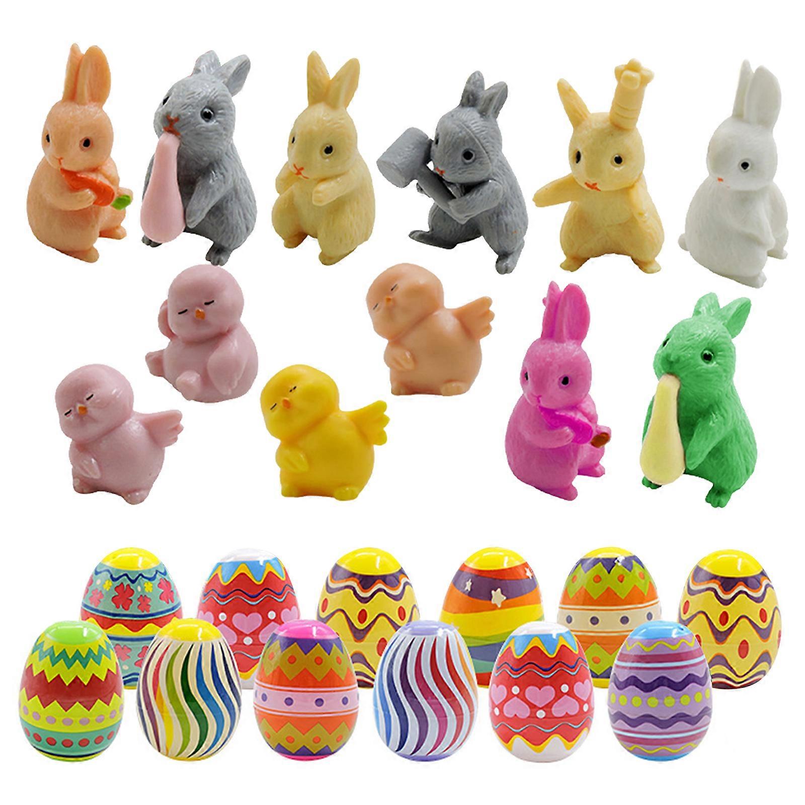 Big Discount 40% 12 PCS Filled Easter Eggs with Plush Bunny, Bright Colorful Easter Eggs Prefilled with Variety Plush Bunnies Best Sellers