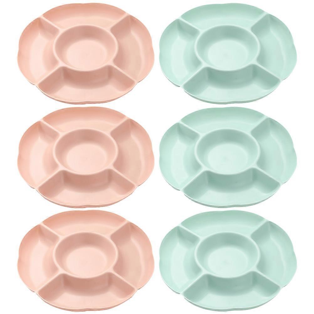 6pcs Divided Serving Tray Sectional Round Plastic Appetizer Serving Tray fruit trays