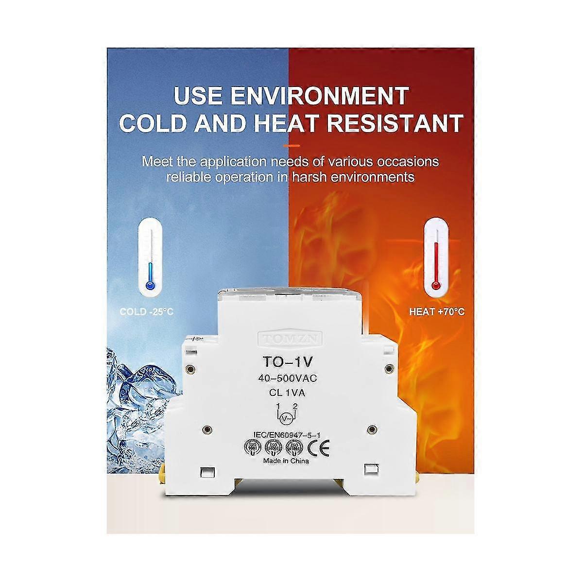 Din Rail Single Phase Voltage Meter Ac 40-500v Modular Voltmeter Gauge Indicator Led Digital Displ <br>