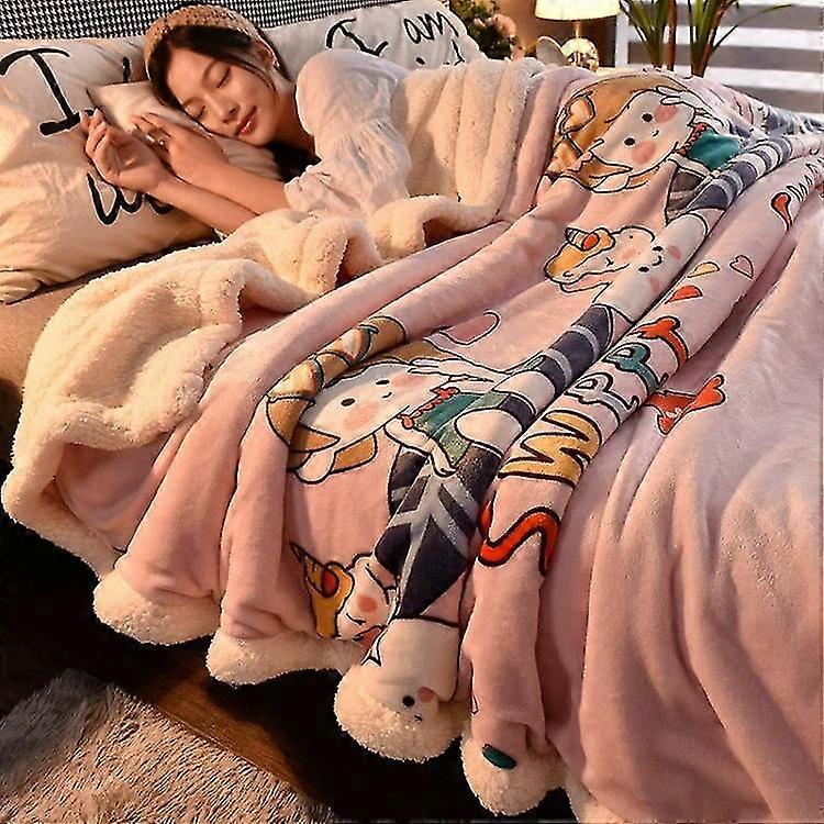 Duplex sentiu colcha inverno engrossa coral térmico fleece nap cobertor flange sofá capa único