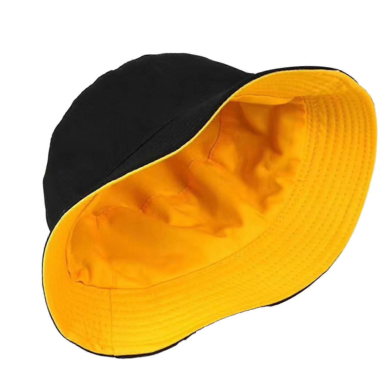Bucket Hat Sun Block Reversible Design Cotton Solid Color Solid Color Hat for Outdoor Qinhai