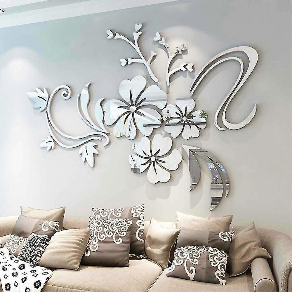 3d Mirror Flower Removable Wall Sticker Decal Decor