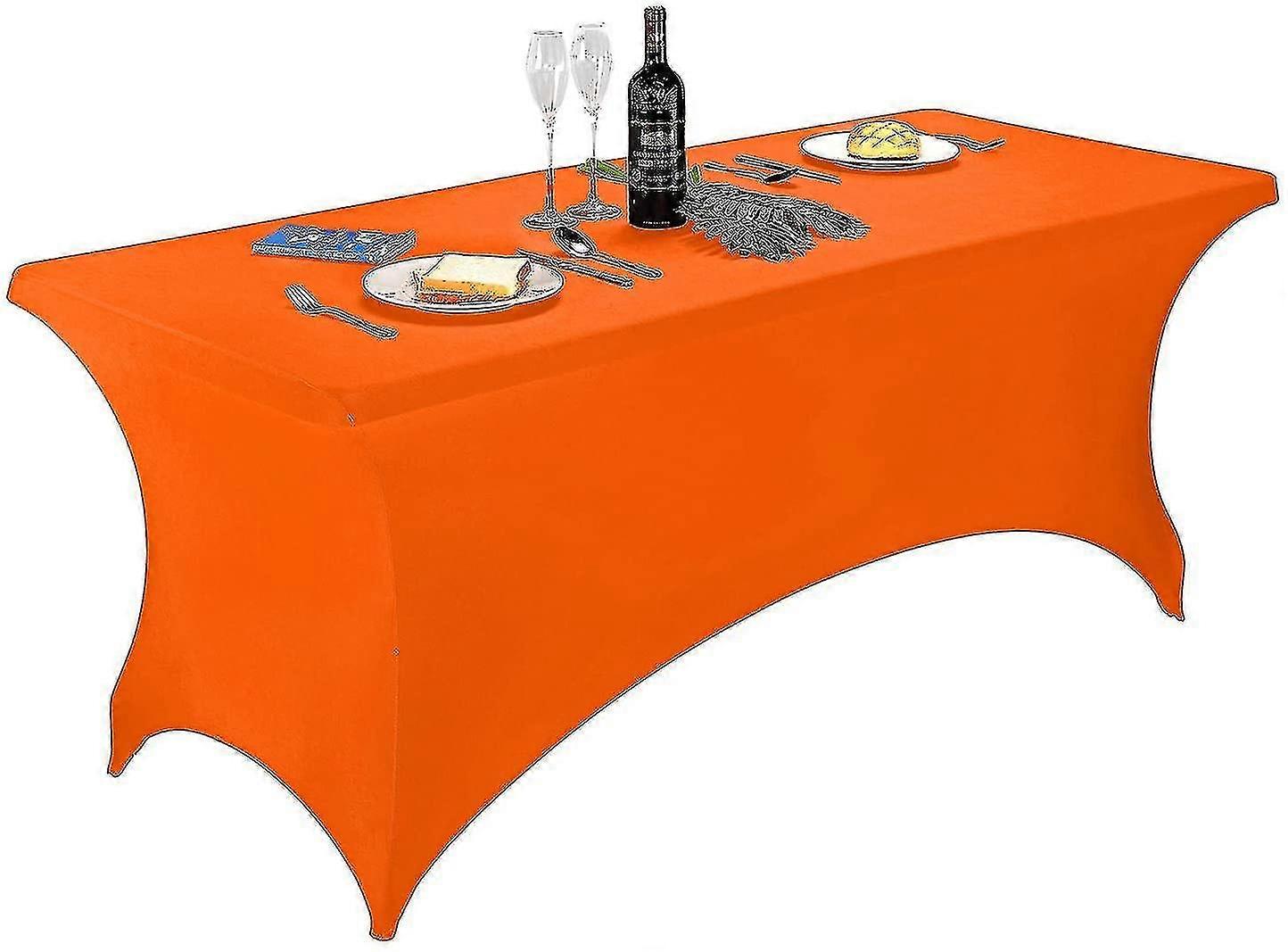 Orange Spandex Fit Elastic Table Cover