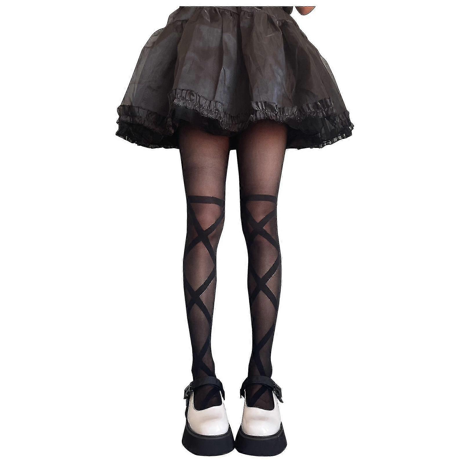 Cross Strap Pantyhose Thin Elegant Versatile Socks Women's Bottom Socks