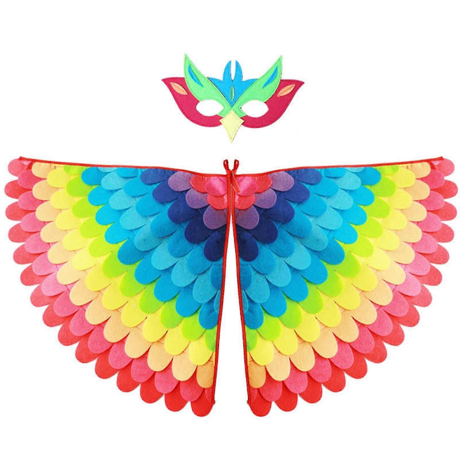 ינשוף טווס כנפיים ציפור תחפושת ציפור צעיף שכמייה עם מסכה מסיבת תחפושת קוספליי לילדים