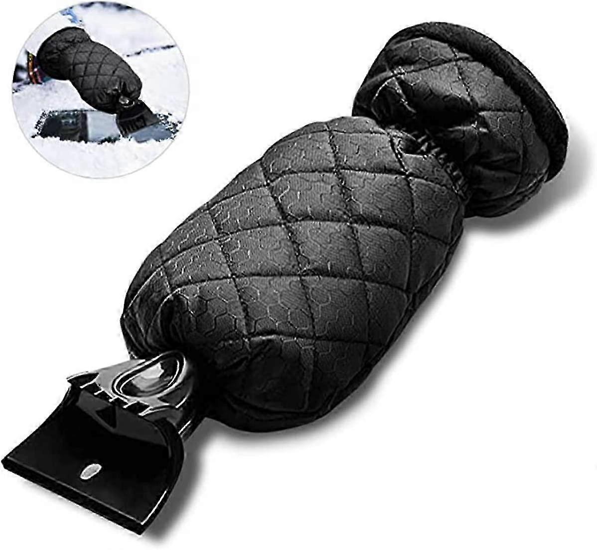 Ice Scraper with Glove, Car Window Scraper with Glove, Windshield Scraper, Heated Liner, Heavy Duty Frost Squeegee to Defrost Windshields and Car Wind