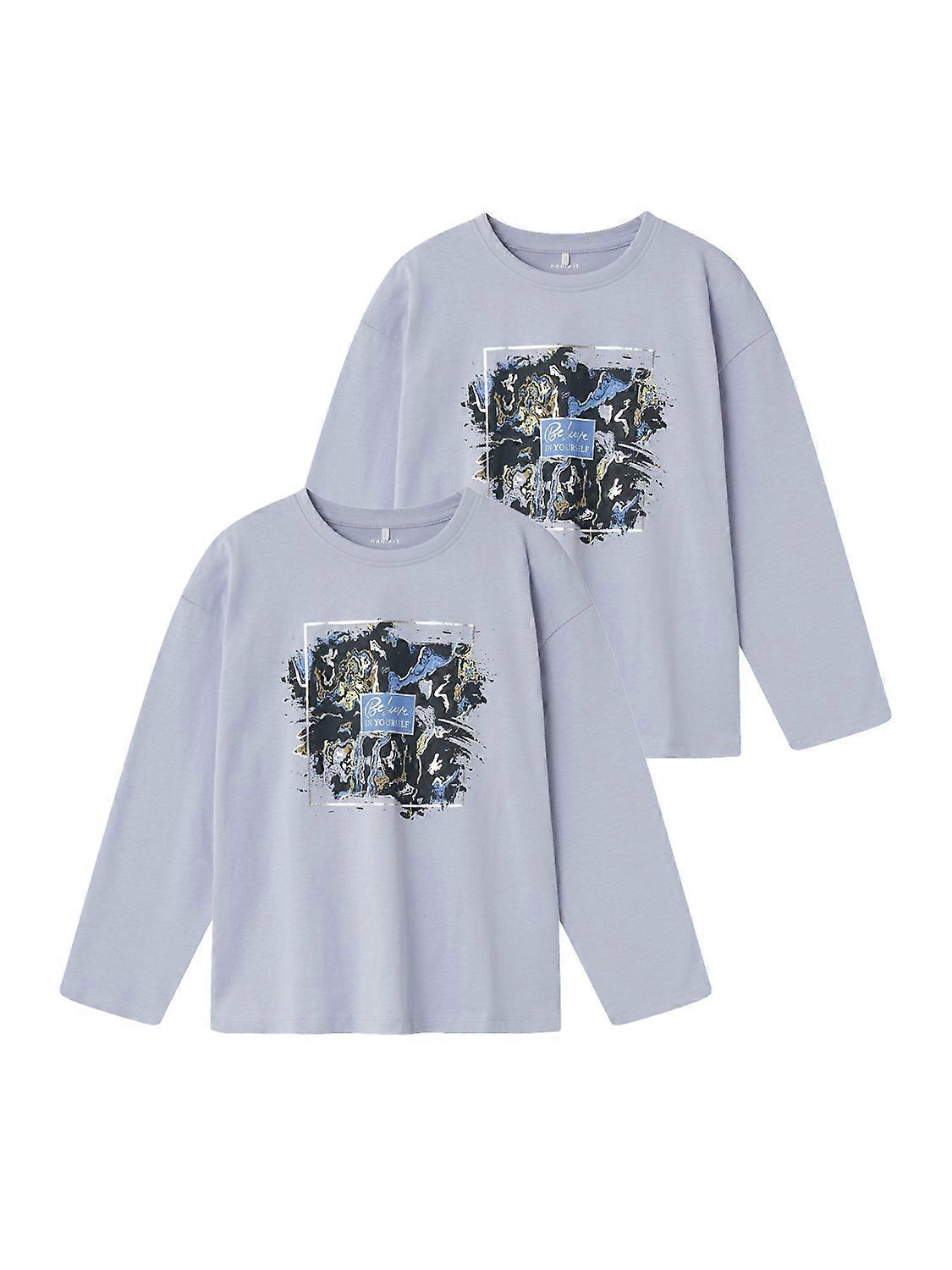 NAME IT 2er-SET Mädchen Weicher Langarmshirt Rundhals Pullover Design Print