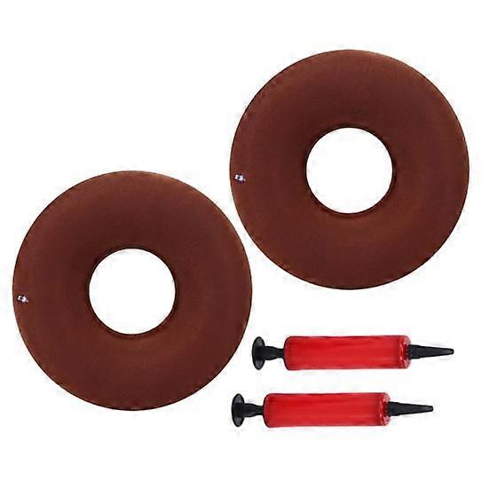 2 Pack Inflatable Donut Pillow Hemorrhoid Tailbone Relief Ring Seat Cushion Round Chair Cushion with Inflator