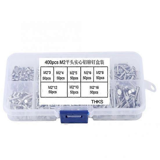 400Pcs M2/M2.5 Rivets Small Thick Aluminium Flat Head Solid Rivet Kit for Hardware Products