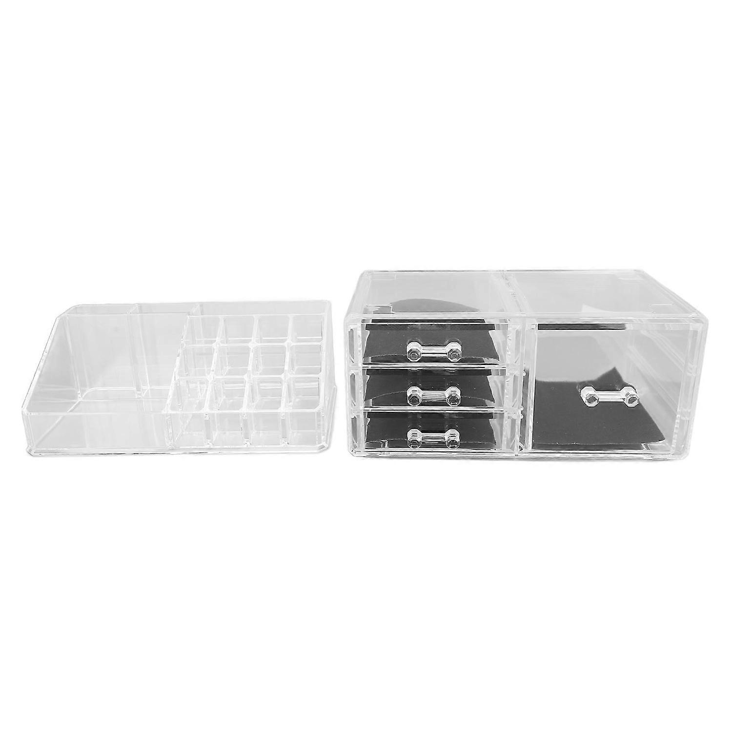 Clear Makeup Organizer Stackable Cosmetics Storage Display Case with 4 Drawers and 1 Tray for Makeup