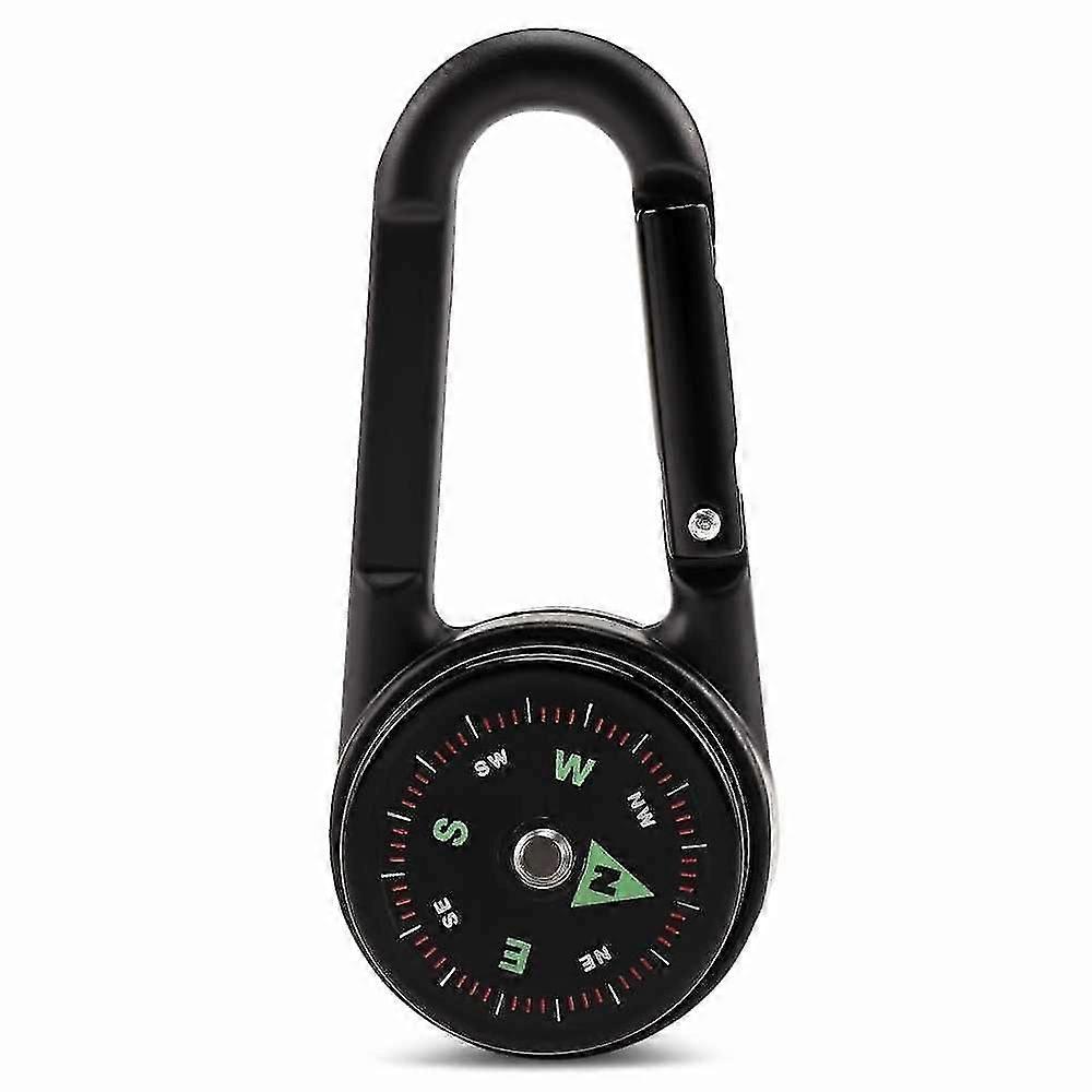 3-in-1 Double Sided Mini Compass Carabiner Thermometer For Outdoor
