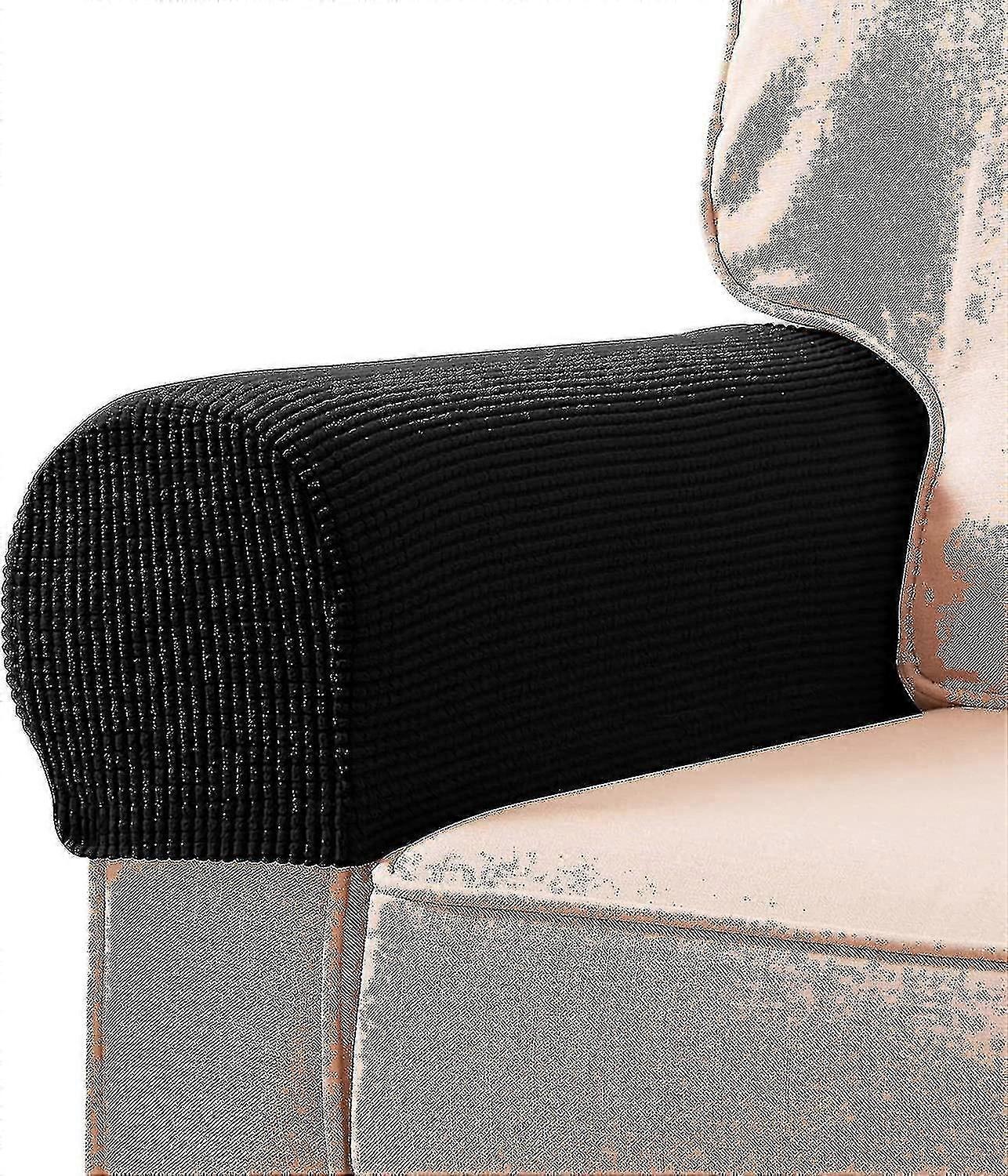 Encosto de braço de estiramento cobre capas de braço spandex para cadeiras sofá sofá poltrona capas de deslizamento para sofá reclinável com pinos de torção 2pcs