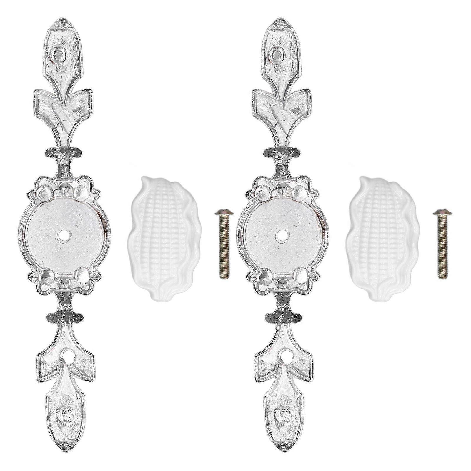 2 Set Drawer Knobs Pull Handles Ceramics Cabinet Cupboard Door Decorative Knobs with Plate for Kitchen Bathroom Office1088D Corn