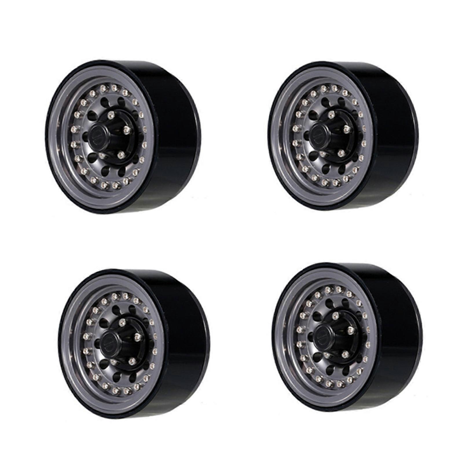 1.9’’ Beadlock Wheel Rims Remote Control Car Wheel Hubs Alloy Wheel Rims Upgrade Part for 1:10 SCX10 titanium color