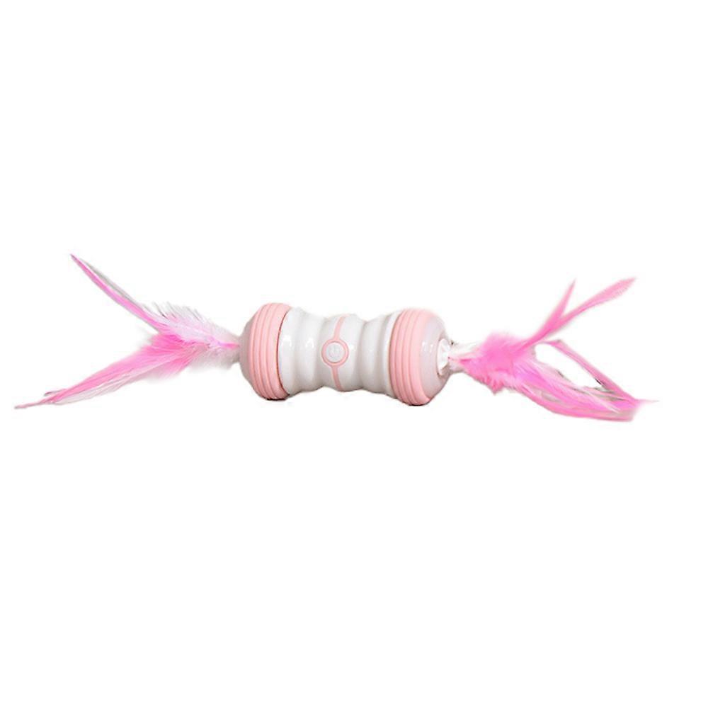 Pet Toy Robot Kitten Feather Toy Light Kitten for Chase Chew Toys Interactive Toy Colorful Light Catching Exercising Toy Pink