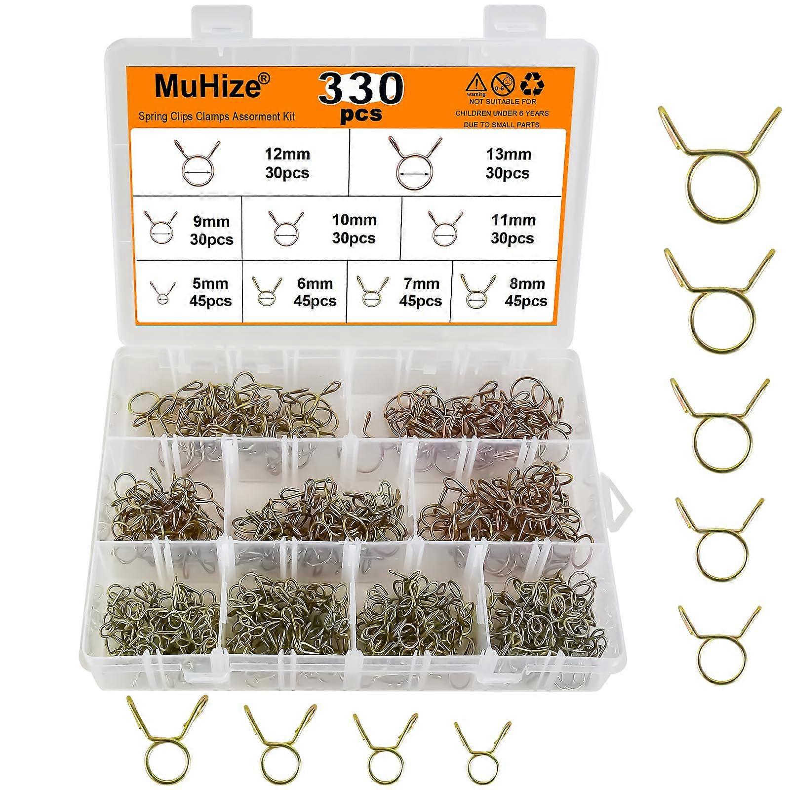330 PCS Upgraded Spring Hose Clamps for 5 - 13mm Water Pipes