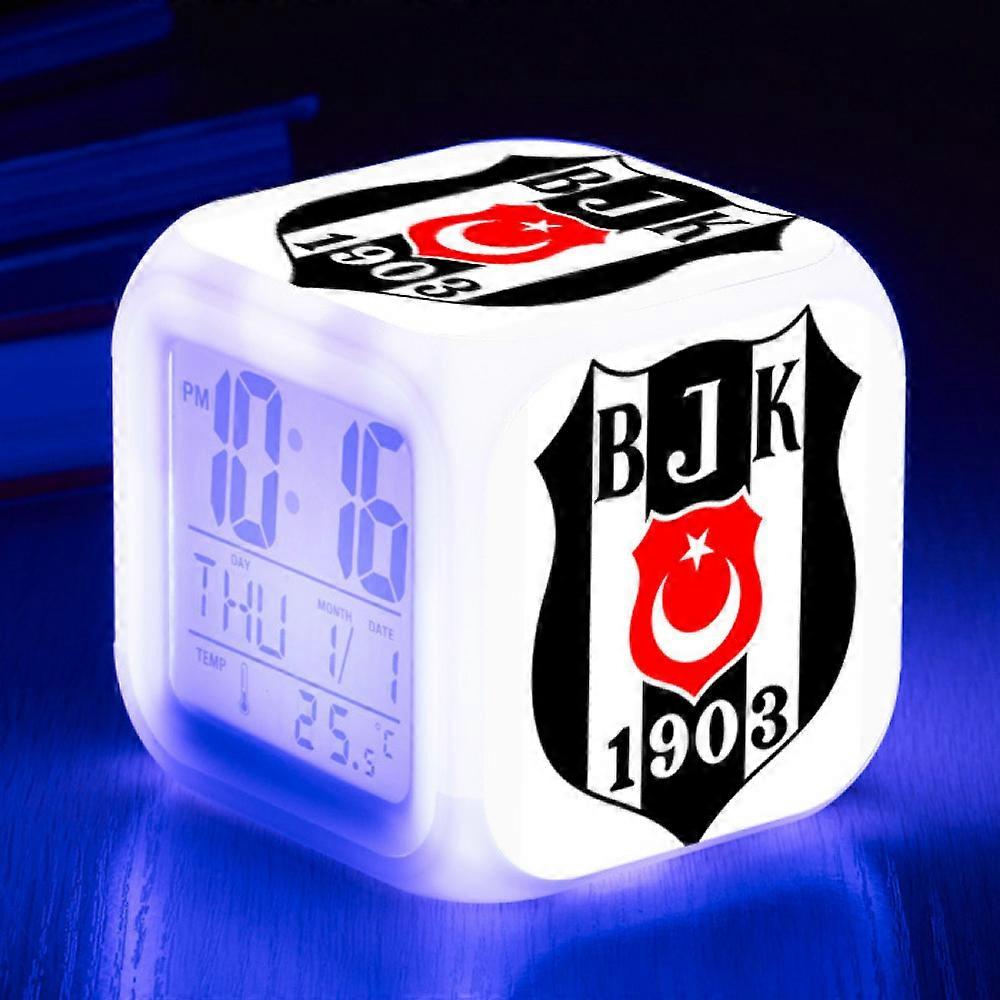 LED electronic alarm clock, colorful square alarm clock, 3-sided color pattern clock