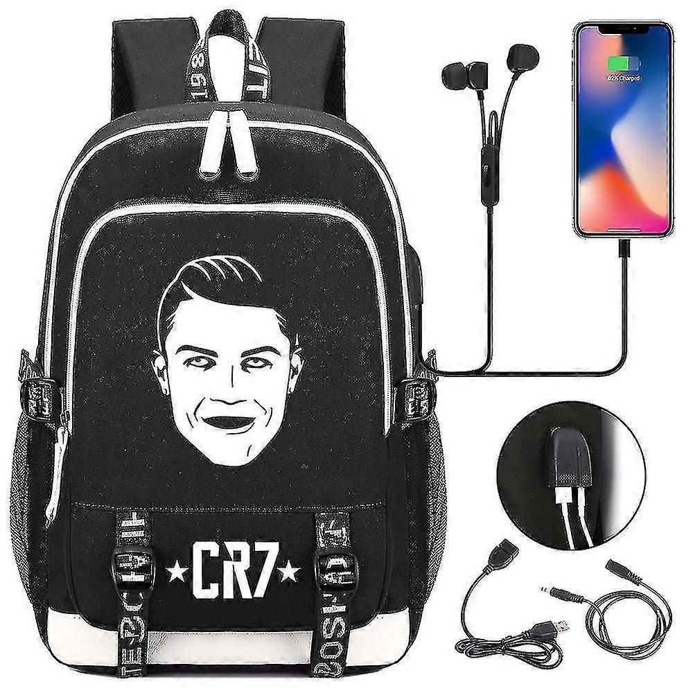 2023 Cr7 حقائب مدرسية مقاومة للماء للأطفال حقيبة ظهر كمبيوتر محمول USB حقائب سفر للجنسين حقائب الطلاب