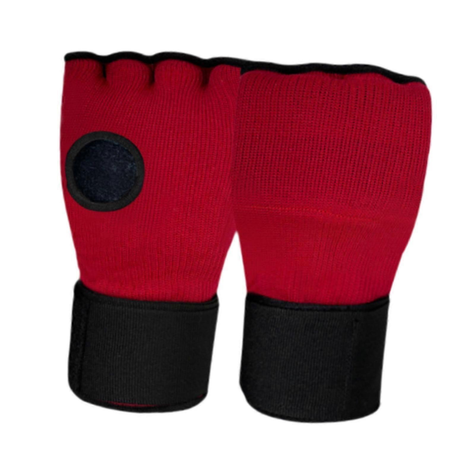 قفازات الملاكمة الداخلية مبطنة قفازات نصف إصبع قابلة للتعديل ل MMA الرياضة الأولاد الأحمر