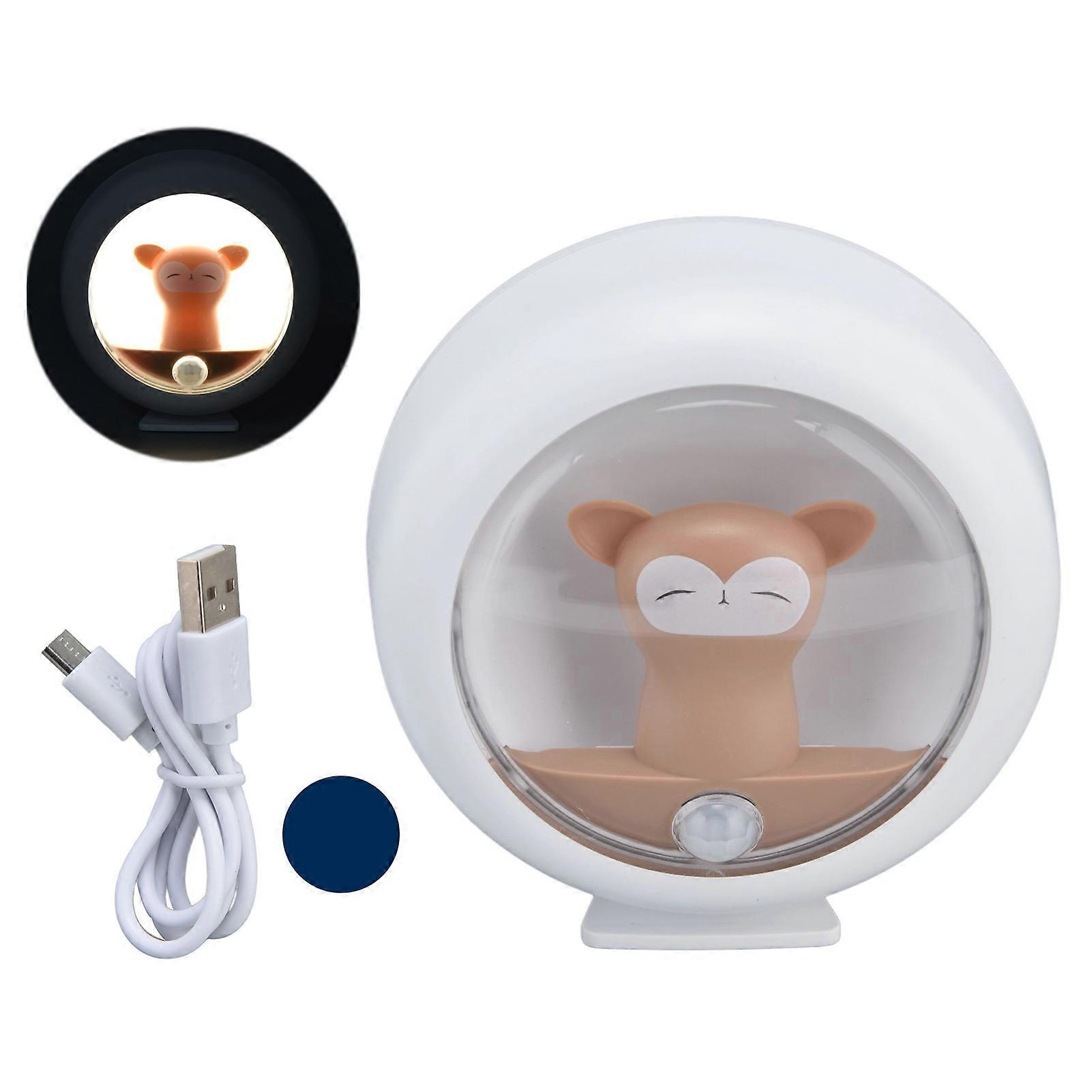 Motion Sensor Night Light USB Charging Cartoon Style Smart Induction Lamp For Bedroom Wardrobe Energy-Saving LED