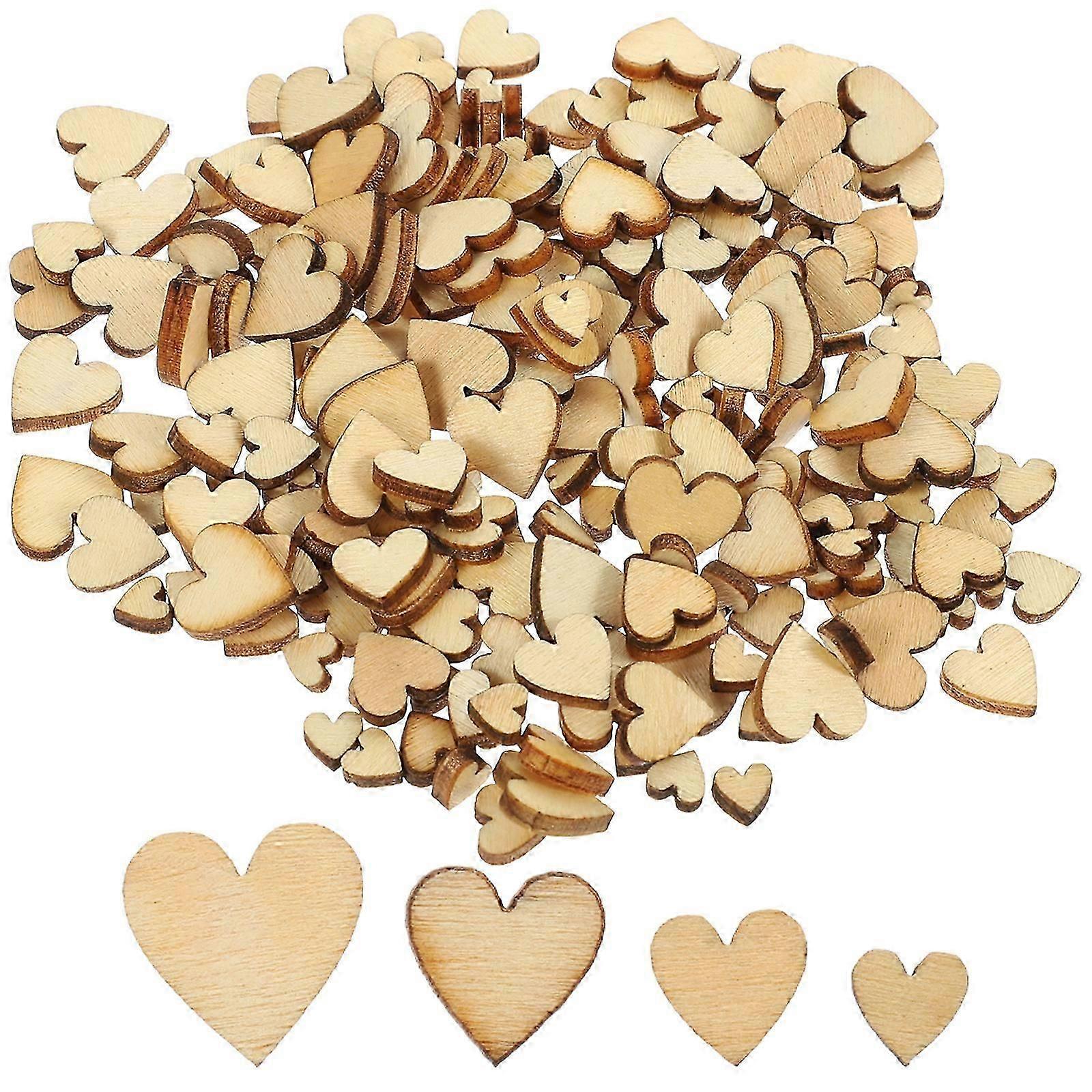 200 Pcs Blank Heart Wood Slices Discs For Diy Crafts Embellishments