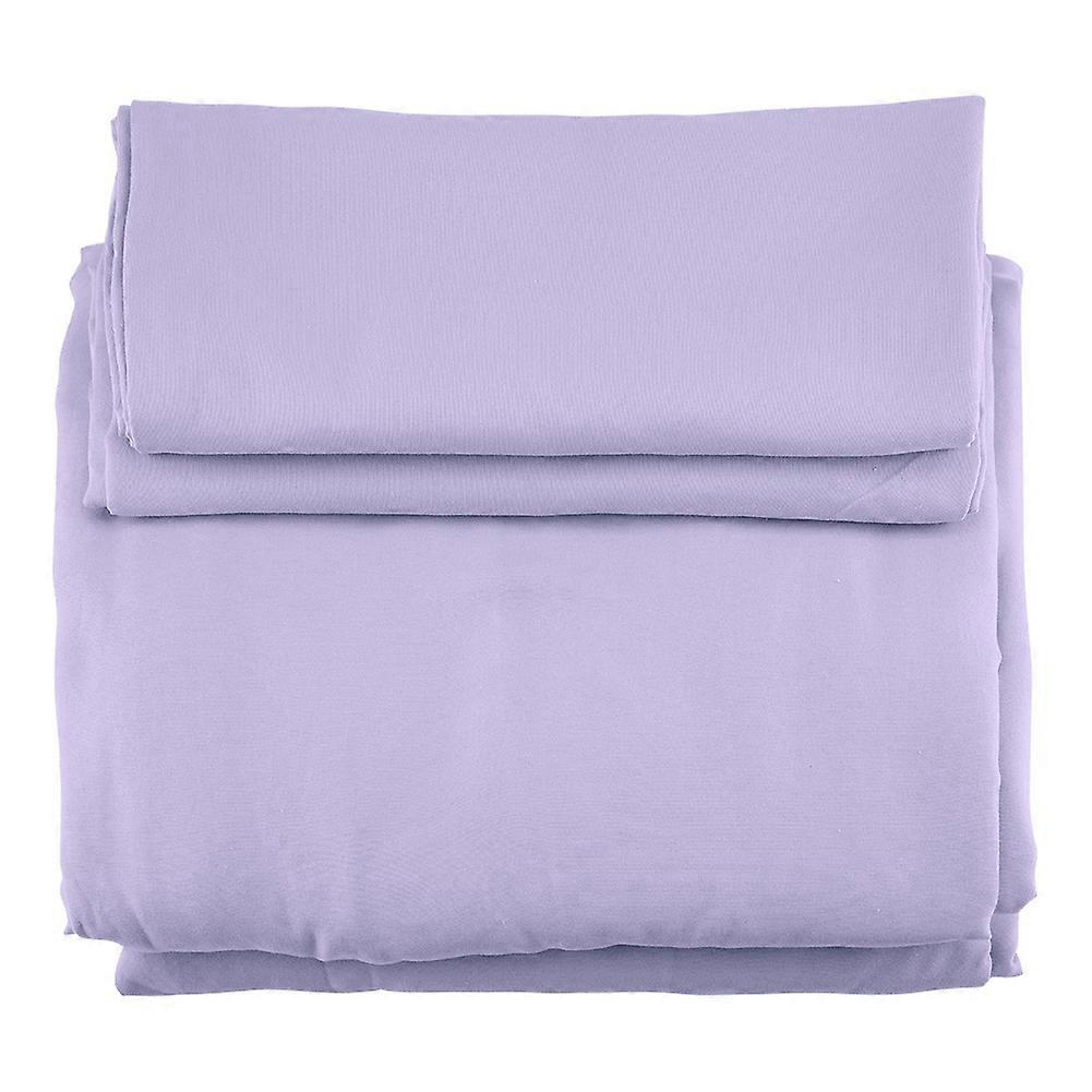 3pcs/set Microfiber Light Purple Solid Color Duvet Cover Pillow Cases Bedding Set (Queen)