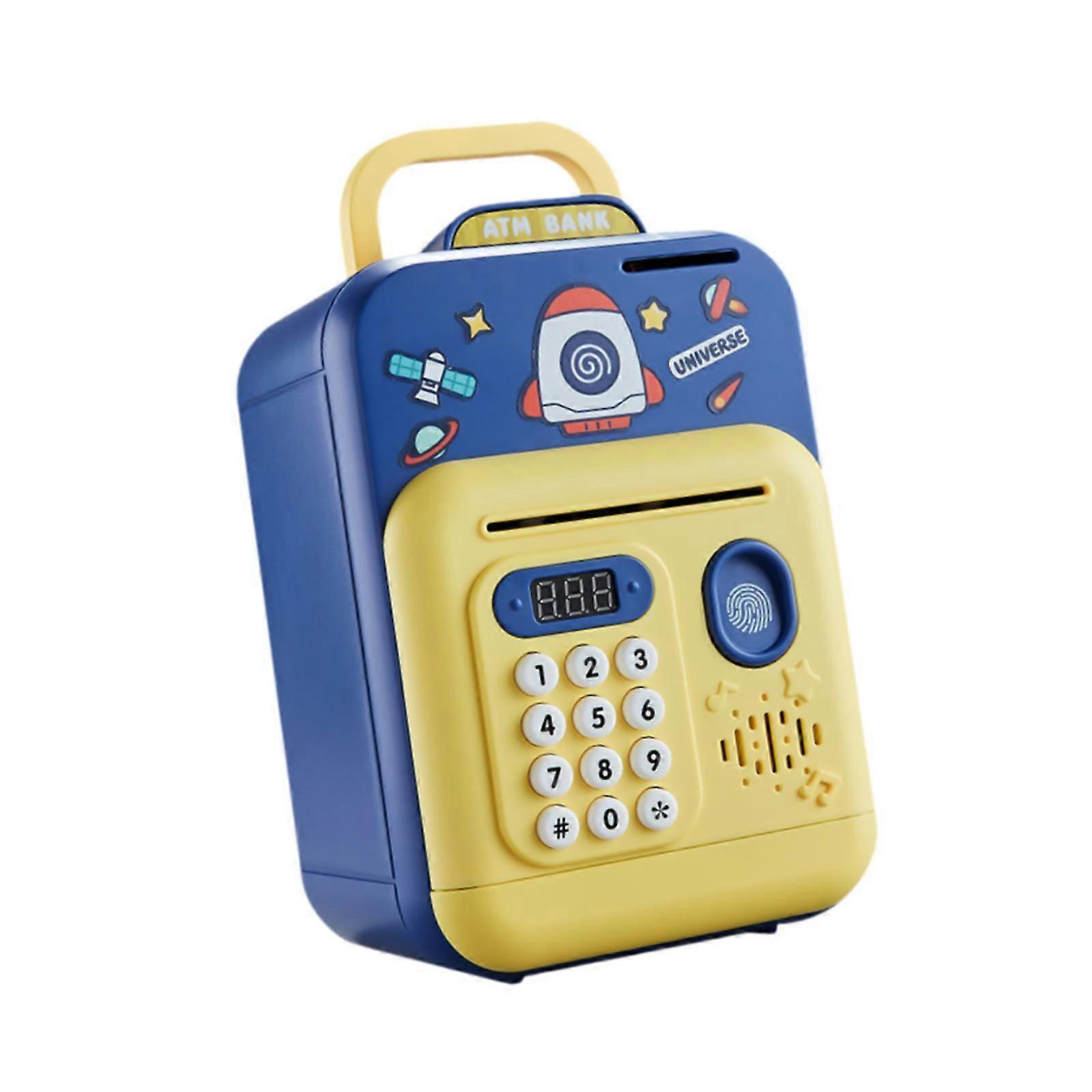 Kids ATM Piggy Bank Money Saving Box for Children Ages 3 4 5 6 7 8 Years Old Rocket pattern