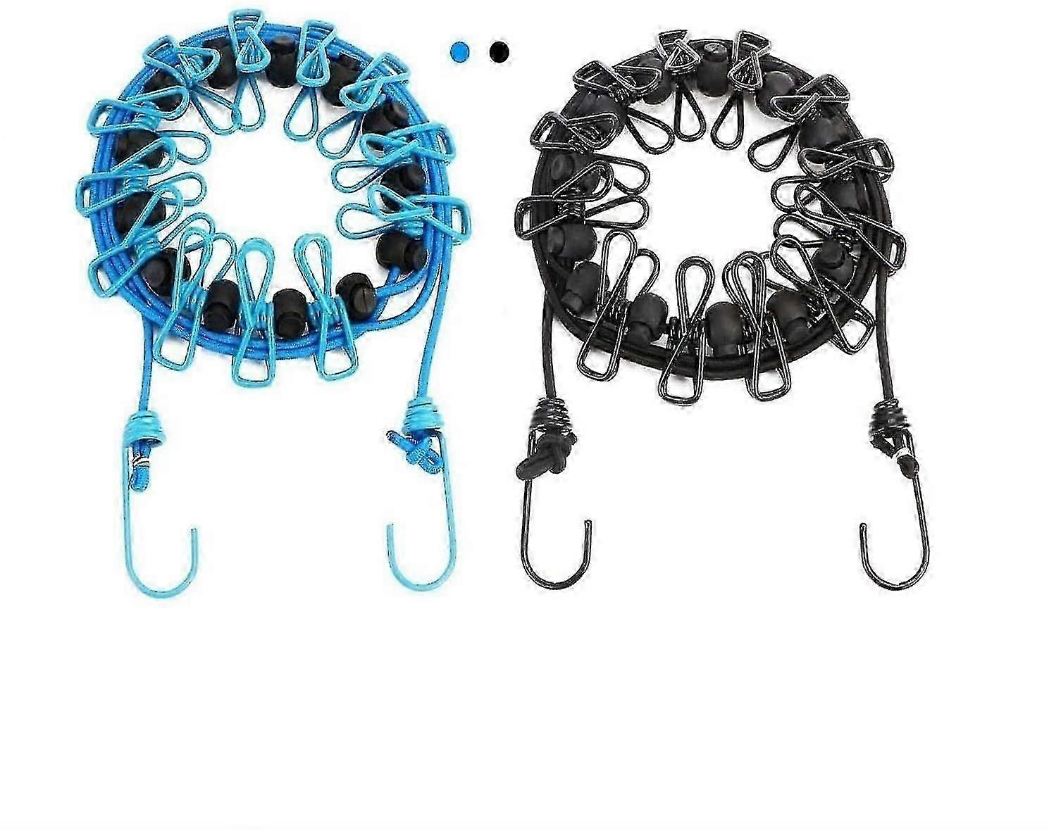 Pack Of 2 Portable Clotheslines With 12 Clothes Pins, Portable Retractable