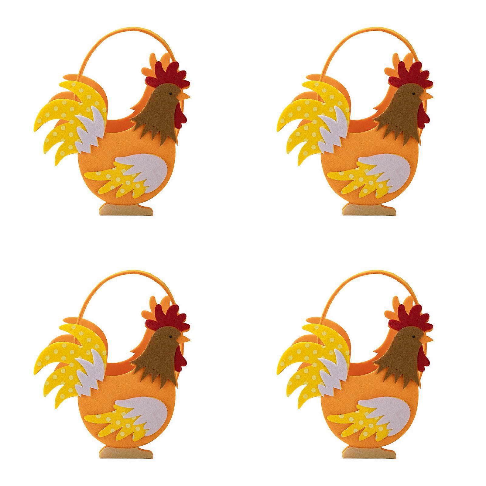 4pcs Tissu De Pâques Poulet Sacs De Fête Accrocheur Sacs De Collation De Poulet De Pâques Pour La Célébration Du Festival Et Le Stockage Orange