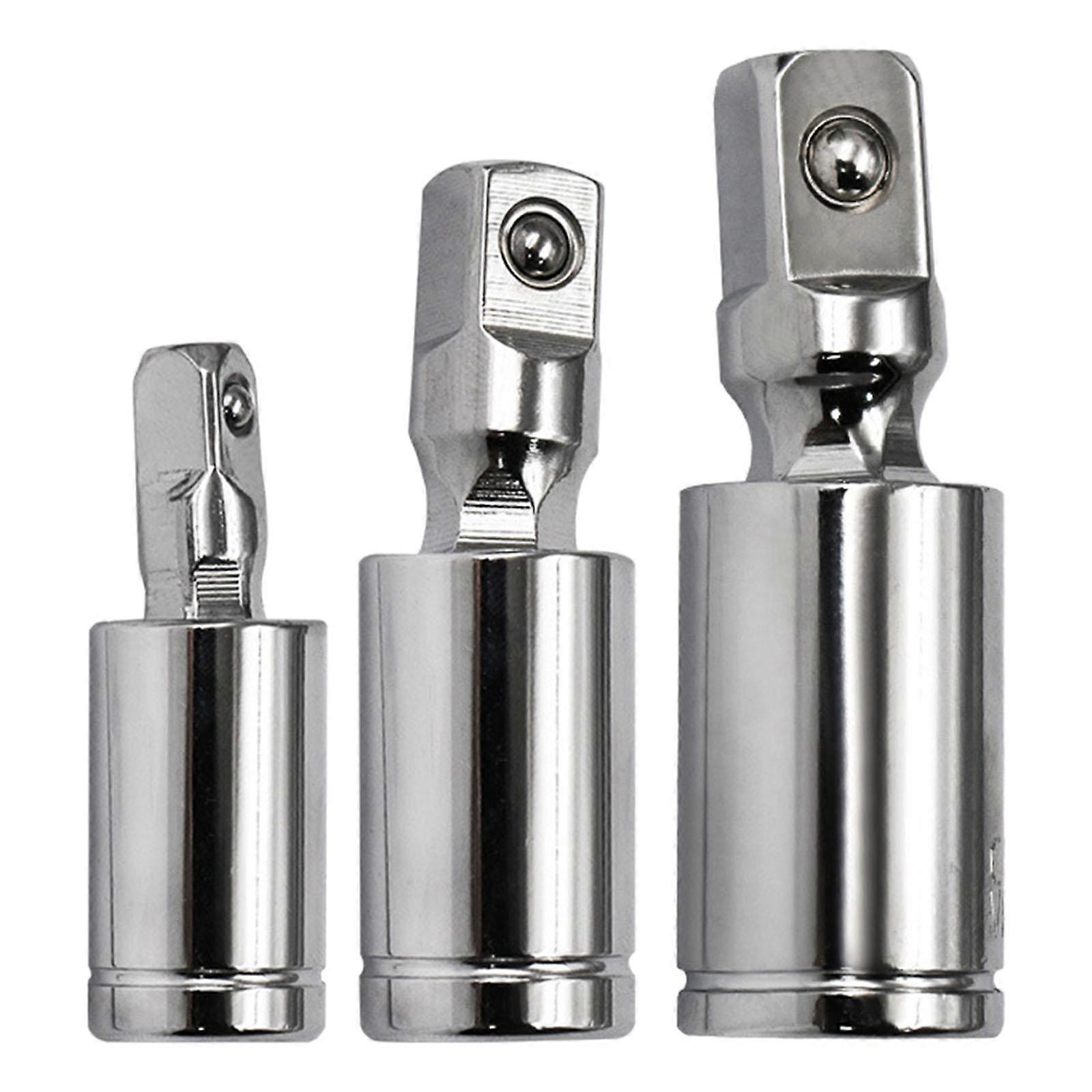 3x Universal Joint Socket Set Spring Loaded Professional Manufacturing Cr-V