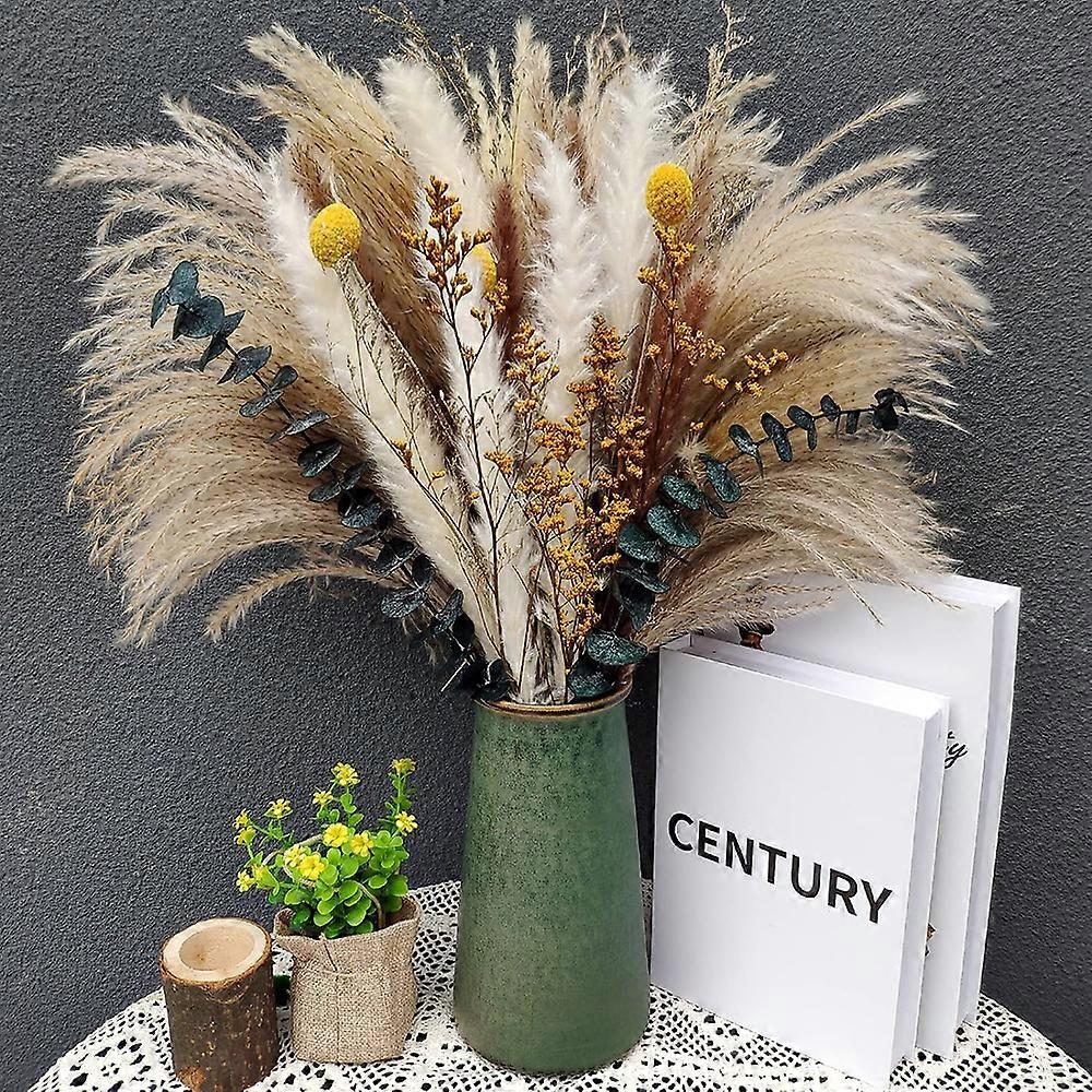7 Different Types of Eucalyptus Dried Flowers Bohemian Pampas Grass Decorations (Approx. 60 Pieces)