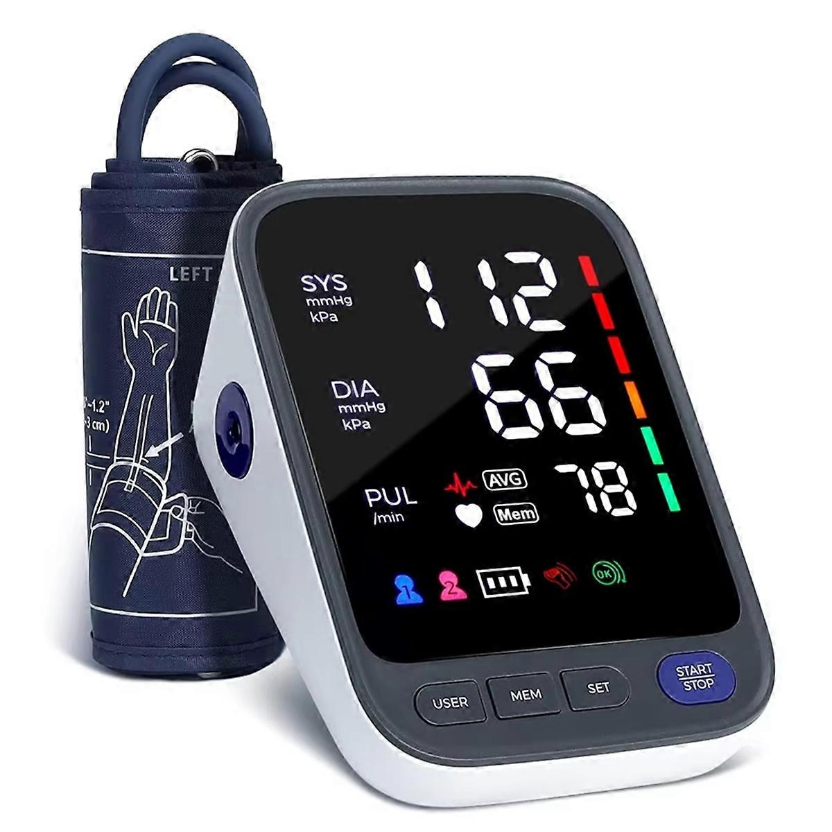 Bloeddrukmeter, automatische digitale bovenarmbloeddrukmeter met verstelbare grote manchet