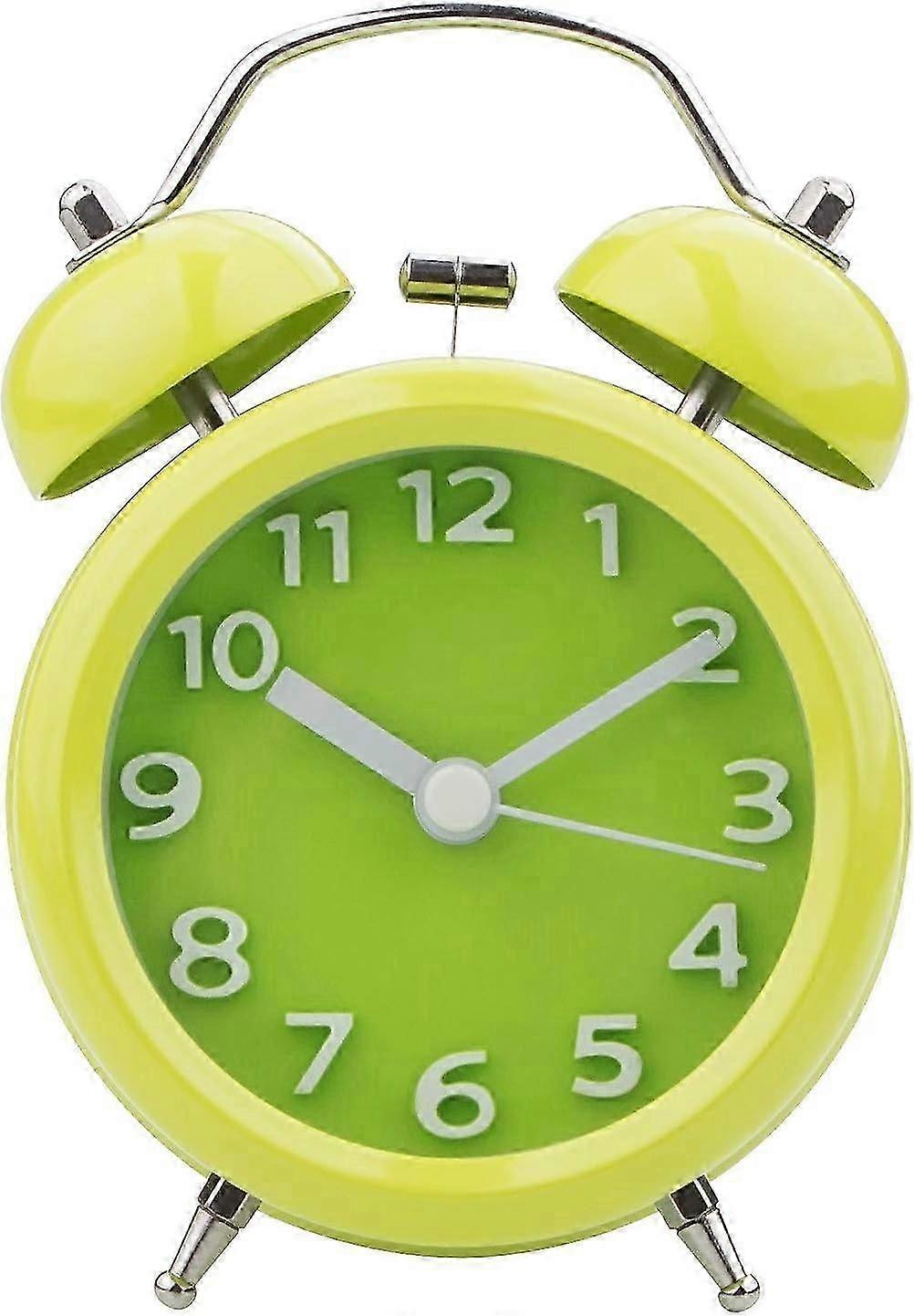 3 Inch Retro Metal Dual Bell Alarm Clock, Silent Mechanical Alarm Clock, Silent Retro Alarm Clock