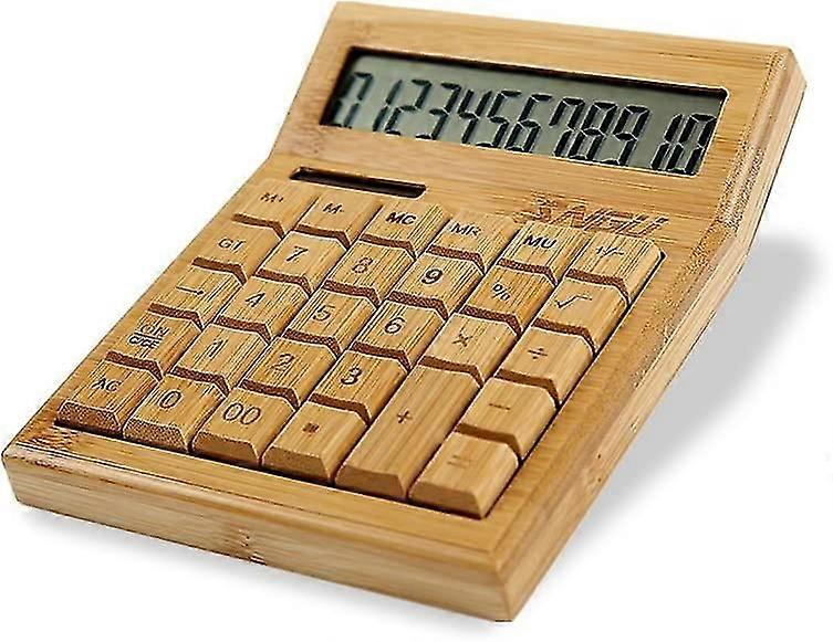 Functional Desktop Calculator Solar Power Bamboo Calculators With 12-digit Large Display