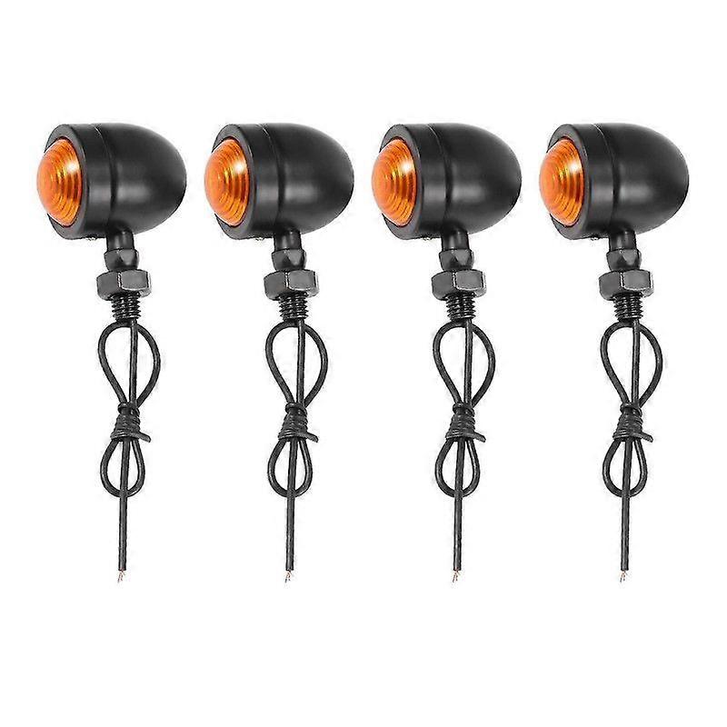 4Pcs Black Motorcycle Turn Signal Indicator Lamp Light Moto Blinker Light for Chopper